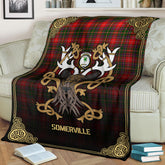 Somerville Tartan Crest Premium Blanket - Celtic Stag style